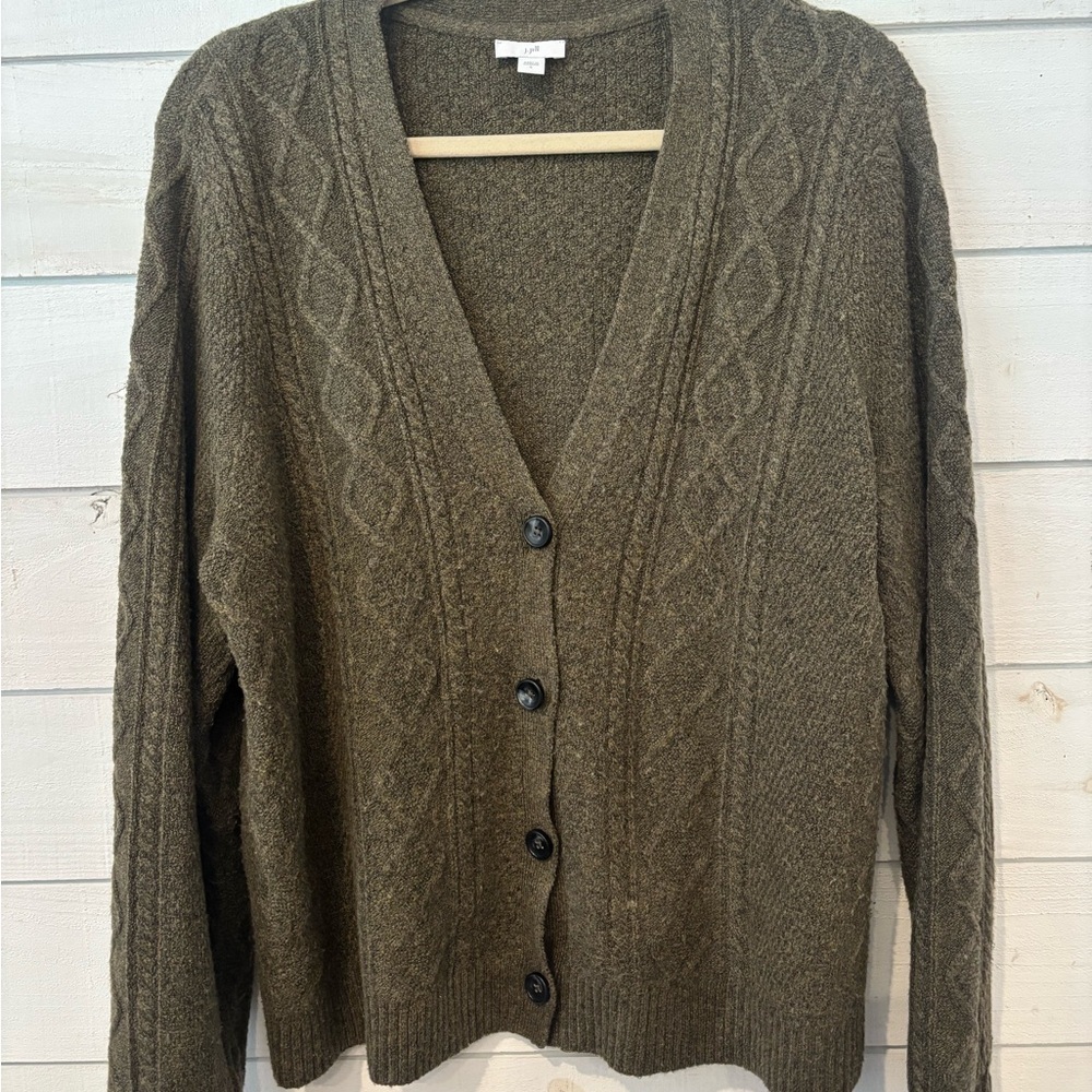J. Jill Green Cardigan Sweater V-Neck Knit - Picture 13 of 15